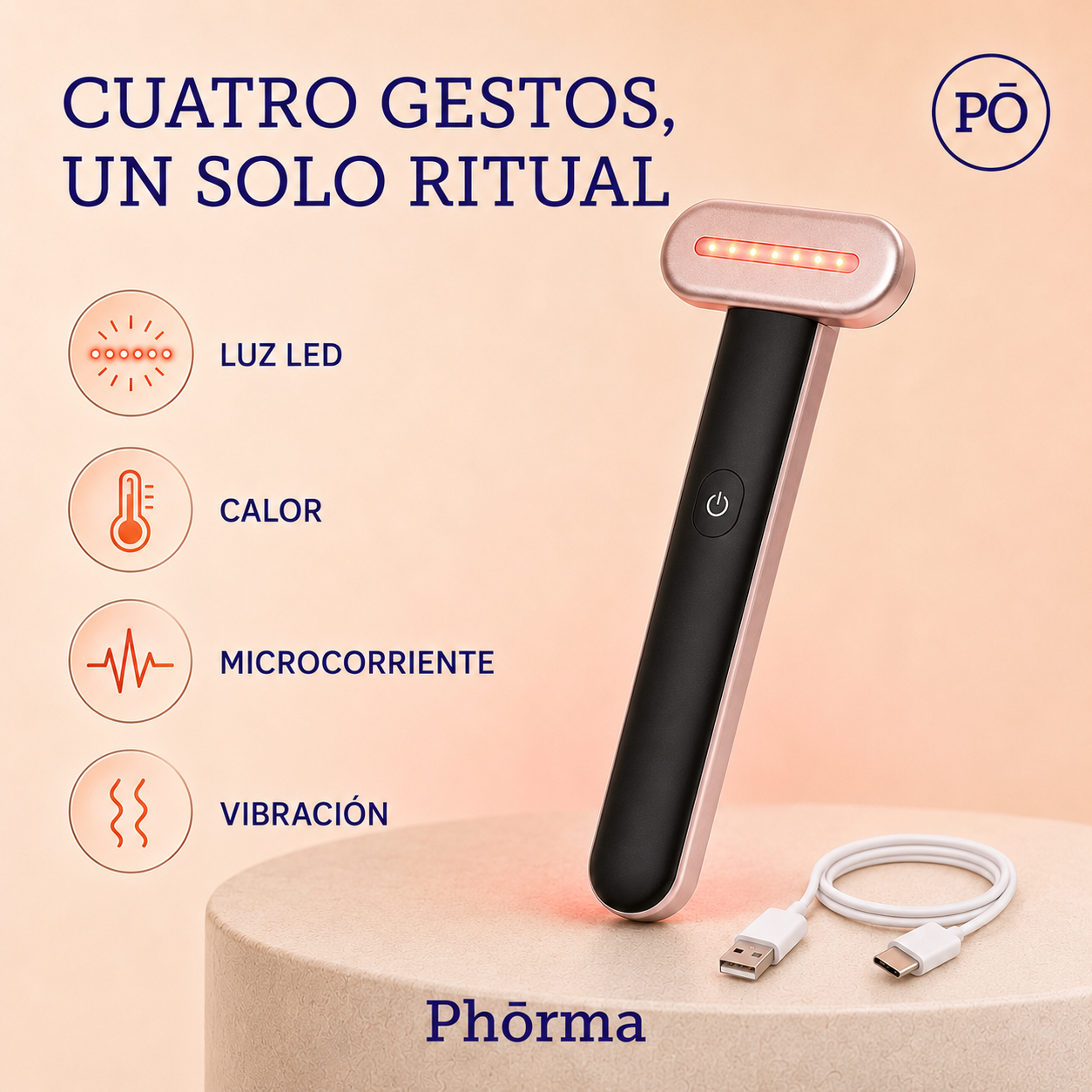 PHŌRMA Aura 7 — Dispositivo Facial LED con Calor y Microcorriente