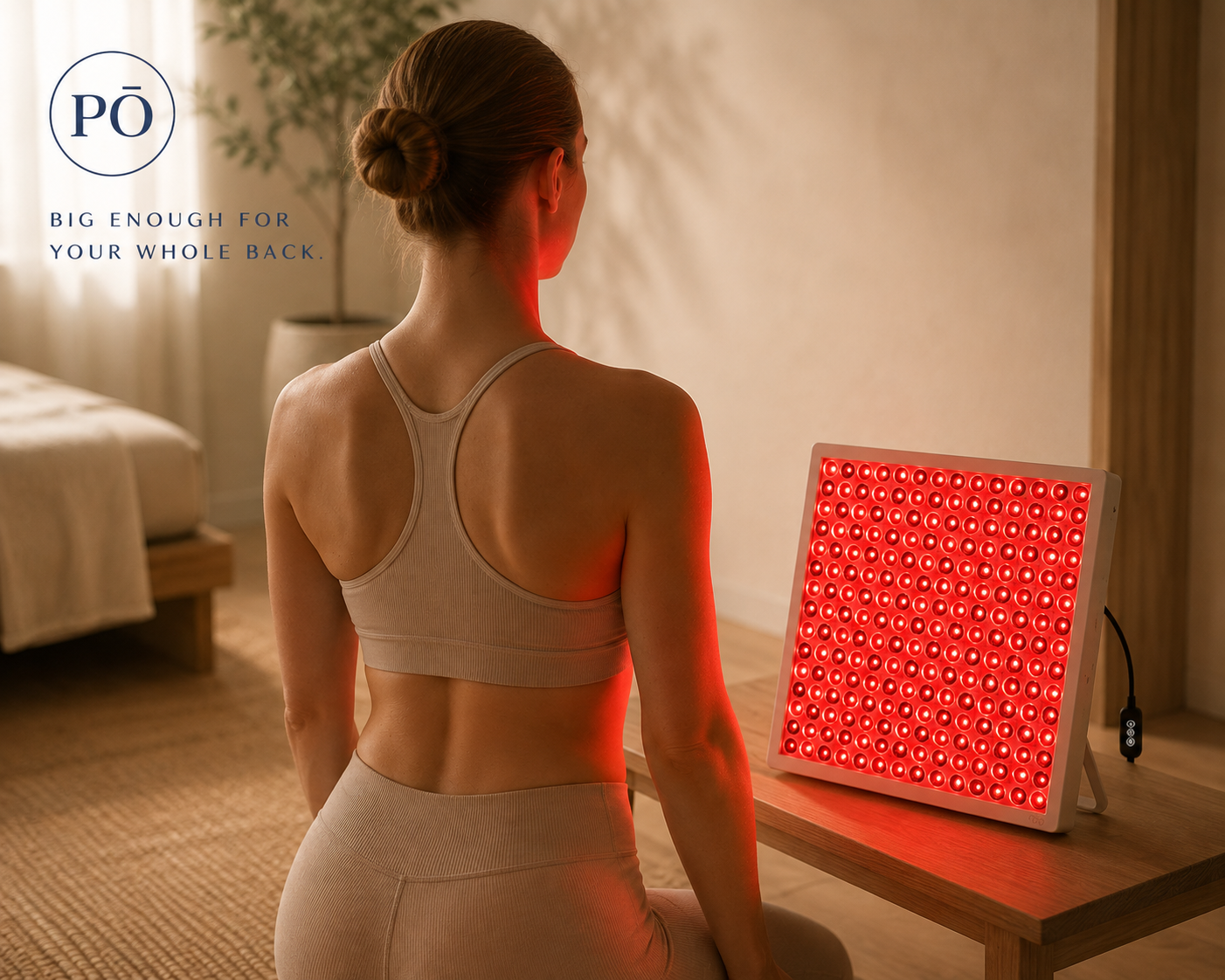 PHŌRMA Panel 45 wavelength diagram: 660nm red light on the skin surface and 850nm near-infrared reaching deeper